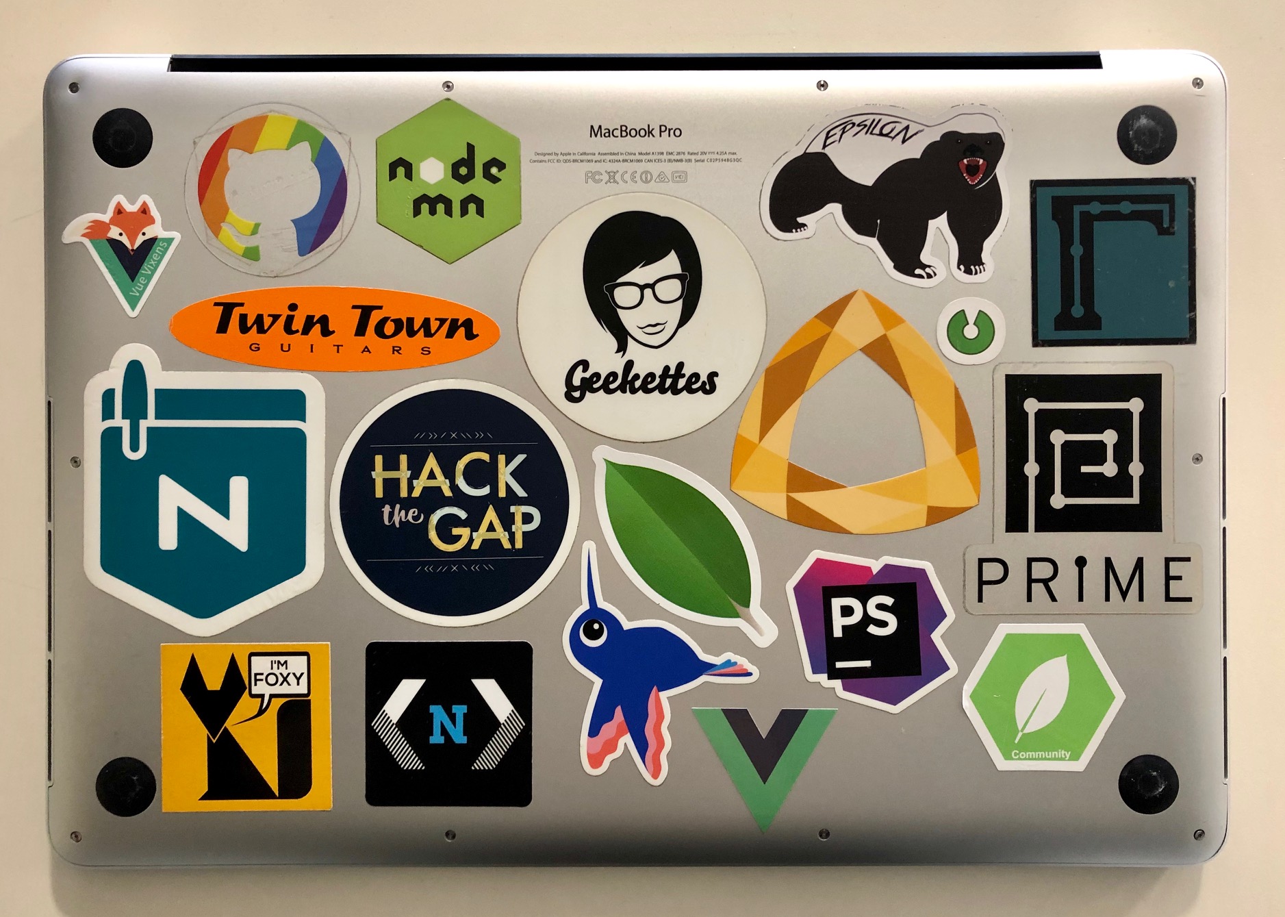 image of the bottom of my computer w stickers